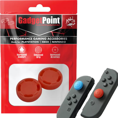 Gadgetpoint - Thumb Grips voor Nintendo Switch Joy-Con Controllers - Gaming Thumbgrips - Performance Anti-Slip Thumbsticks - Bescherming Accessoires - Cirkel - Oranje