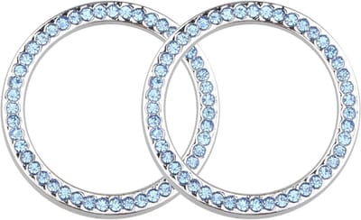 Dailygoody - Auto Startknop Ring Sticker - Auto Interieurdecoratie - Blauw - Strass Ring - Luxe Cadeau - Uniek - Geschikt voor Auto's - Diamanten Ring