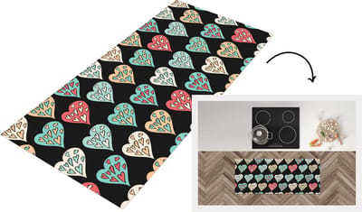 Keukenloper - Loper keuken - Meisjes - Hart - Hartjes - Patronen - 120x50 cm - Keukenloper vinyl