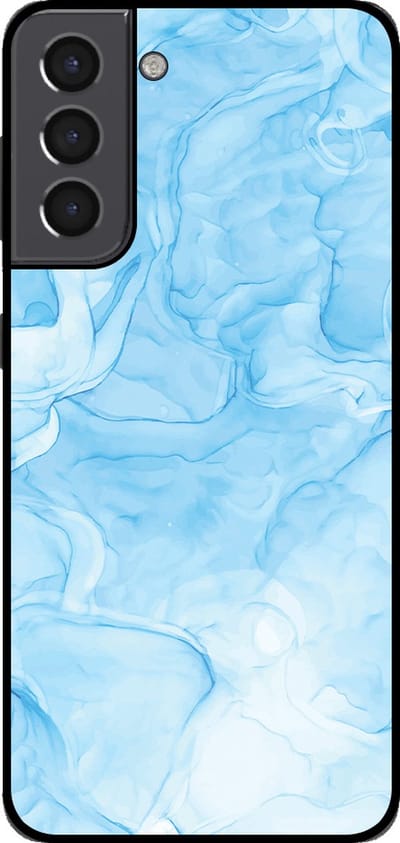 Smartphonica Telefoonhoesje voor Samsung Galaxy S21 met marmer opdruk - TPU backcover case marble design - Lichtblauw geschikt voor Samsung Galaxy S21
