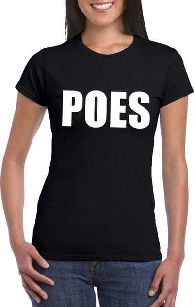 Poes tekst t-shirt zwart dames S