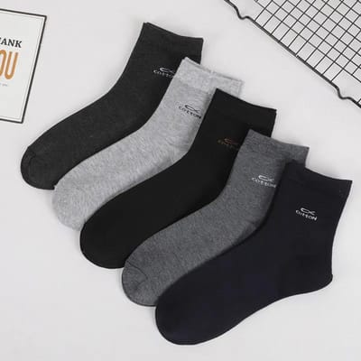 Chaussettes tube pour hommes, couleur unie, chaussettes d'affaires, déodorantes, absorbantes de la transpiration, chaussettes tube de sport