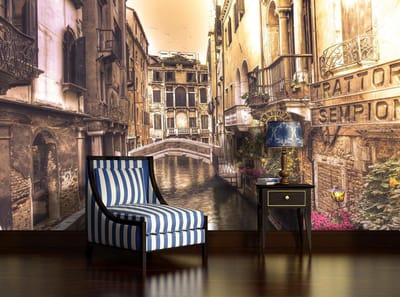 City Venice Canal Bridge Art Photo Wallcovering