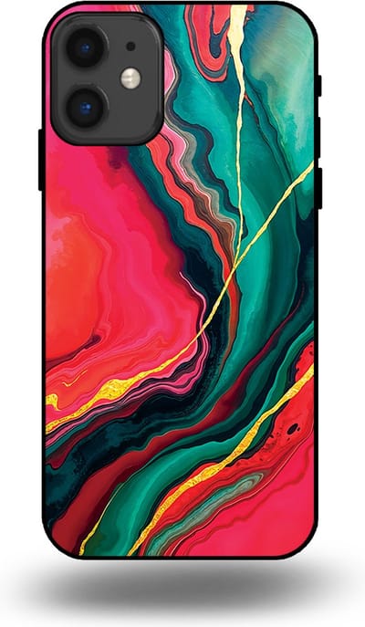Smartphonica Telefoonhoesje Geschikt voor iPhone 11 met Rood Groen Marmer Opdruk - TPU Backcover Case Red Green Marble Design geschikt voor iPhone 11