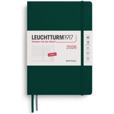 Leuchtturm1917 agenda 2026 1 week per twee pagina's verticaal, hardcover medium a5,