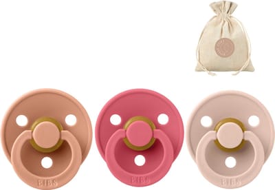 3 BIBS fopspenen maat 1 - Peach, Coral en Mushroom + BolleToet speenzakje