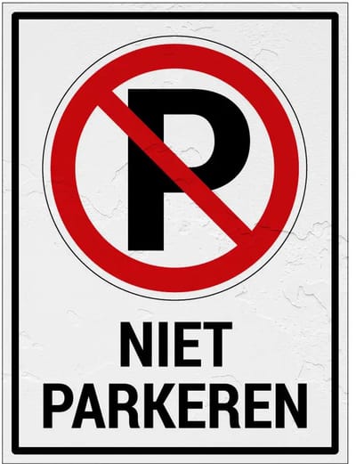 Niet parkeren bord met tekst | Sign Again materiaal | 20 x 15 cm