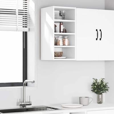 vidaXL - Bovenkast - Riga - 30x29,5x60 - cm - bewerkt - hout - wit
