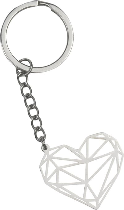 Sleutelhanger Metaal Geometrisch Patroon Metalen Sleutelhanger - Hart