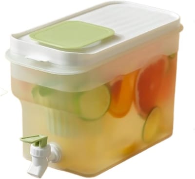 1-delige drankdispenser – 4 liter inhoud met lekvrije tapkraan – Kunststof dispenser voor koude dranken en sappen – Geschikt voor koude thee, koffie en diverse andere dranken – Groen