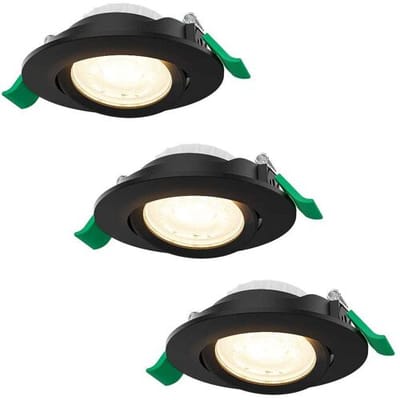 HOFTRONIC set van 3 prado dimbare led-inbouwspots rond – 6 watt 570 lumen cct instelbare lichtkleur 2700k 4000k 6000k – kantelbaar – zwart kunststof – ip20 – inbouwspots plafond woonkamer keuken