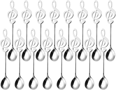 16-delige set koffielepels met muzieknoten, roestvrijstalen dessertlepels voor muzikanten, perfect als cadeau voor koffie, thee en desserts