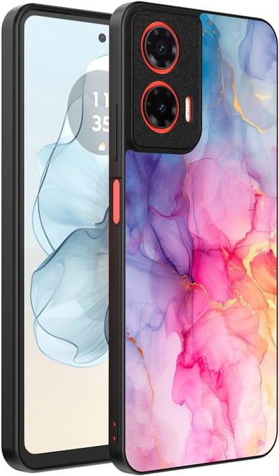 Smartphonica Telefoonhoesje Geschikt voor Motorola Moto G04 - G24 - G24 Power - E14 met marmeropdruk - TPU backcover case marble design - Regenboog