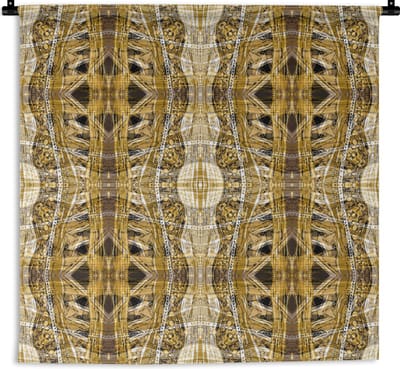 Wandkleed - Wanddoek - Goud - Afrika - Patronen - Dieren - 180x180 cm - Wandtapijt