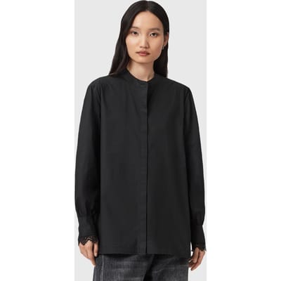 AllSaints Ethel Lace Shirt Black Maat: 6 | Overhemden Outlet | Dames | Zwart