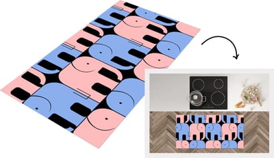 Keukenloper - Loper keuken - Olifant - Lijn - Zwart - Patronen - 120x60 cm - Keukenloper vinyl