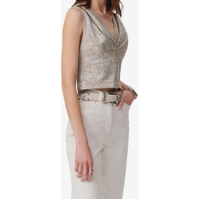 IRO Paris Samira Top Taupe / Silver Größe: 38 | Blusen Outlet | Damen | Schwarz