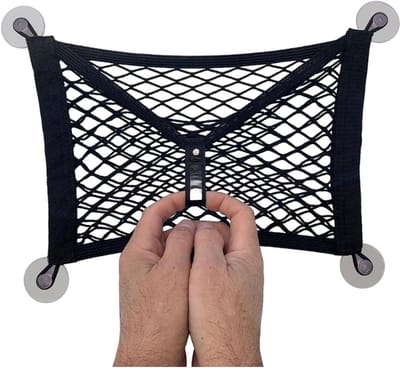 Famanu – Set van 3 opbergnetten met zuignappen – 35 x 30 cm – Voor bedrijfsvoertuigen, campers en boten