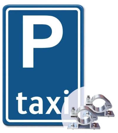 Parkeerbord Taxi - blauw - Weerbestendig Aluminium - 40x60 cm - Bevestiging: Met paalbeugels Ø48mm