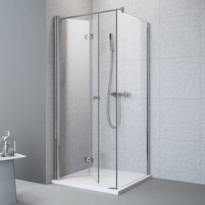 Megabad Profi Collection Planplus folding wall with side wall 80 x 80 x 195 cm stop left MBPPFWSS80L