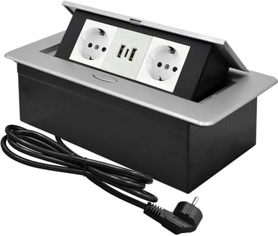Inbouwstopcontact met 2 Sockets en 2 USB + Type-C - Ideaal voor Aanrecht, Keuken en Kantoor