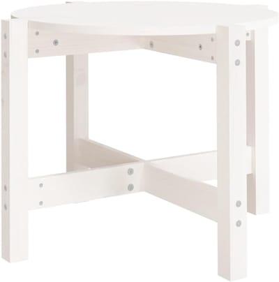 Salontafel Hout - Bijzettafel Rond - Woonkamer Inrichten - Massief Grenenhout - Ø 625 x 45 cm - Wit