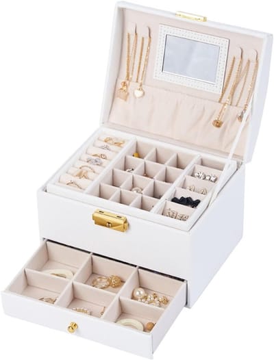 Sieradendoos - Juwelendoos Organizer - Sieraden Opbergen - Verwijderbare Verdelers - 17x14x13cm - A