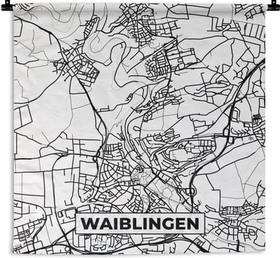 Wandkleed - Wanddoek - Waiblingen - Plattegrond - Kaart - Stadskaart - 180x180 cm - Wandtapijt