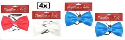 4x Vlinderstrik rood/wit/blauw - Holland Koningsdag themafeest strik