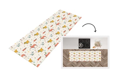 Keukenloper - Loper keuken - Hond - Teckel - Patronen - Bloemen - 150x50 cm - Keukenloper vinyl