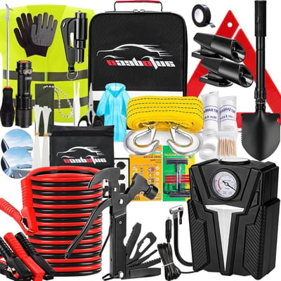 Auto Noodkit - Veiligheidstas Auto - Veilig Onderweg - Uitgebreide Set - 136 Delen - Zwart