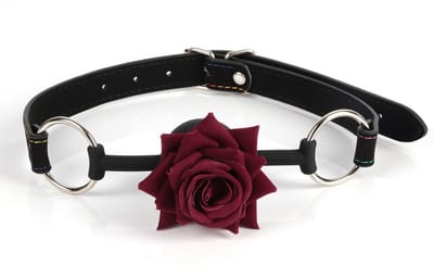 Daity Roosvormige mondplug van siliconen met open leren riem–BDSM–Mondknevel en lippenring voor mannen en vrouwen, geschikt voor voorspel en diepe keelstimulatie