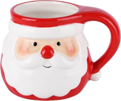 Dekoratief | Mok 'Santa', wit/rood, dolomiet, 14x11x10cm | A225581