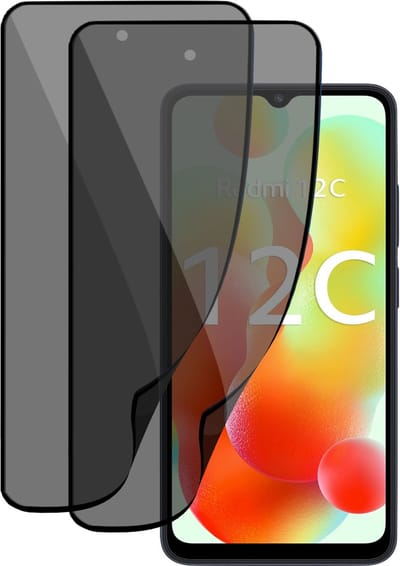 2x Privé Screenprotector geschikt voor Xiaomi Redmi 12C Screenprotector - Privacy Beschermglas - Privacy Proteqt+