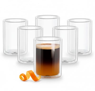 Dailygoods- Thermoglazen 400 ml - Dubbelwandige Glazen - Set van 6 - Vaatwasmachinebestendig - Hittebestendig Glas - Voor Warme/Koude Dranken