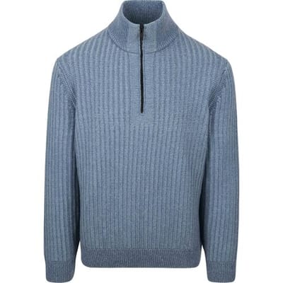 BOSS Kwinter Half Zip Trui Wool Blend Blauw - Maat XXL - Heren - Quarter zip