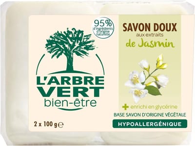 L'arbre vert Jasmijn Vaste Zeep, Hypoallergeen, 2 x 100 g