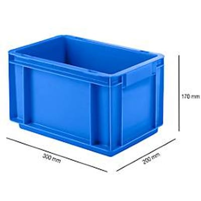 Bak in euro-maat EF 3170, van PP, inhoud 6,5 l, gesloten wanden, gesloten handgreep, blauw