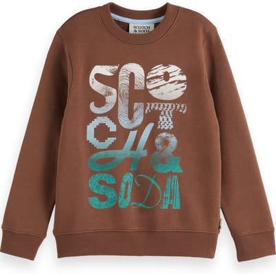 Scotch & Soda Boy Regular-fit Sweatshirt With Front Artwork Mustang Taglia: 4 | Maglioni Outlet | kids | Bianco