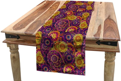 ABAKUHAUS Tafelloper – Oosterse Curvy-Paisley – 40x225 cm – Machinewasbaar 40°C