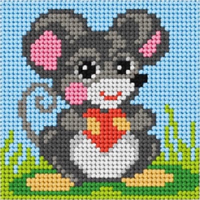 Borduurpakketje Orchidea - Muis - borduren voor kinderen - leer gemakkelijk borduren