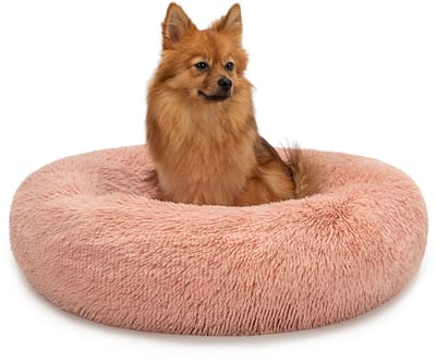 lionto Donut hondenbed, zacht pluche & verhoogde rand 60 cm roze