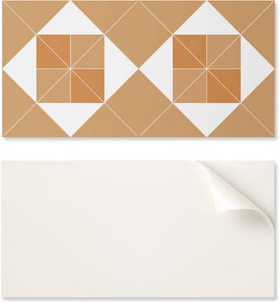 Kant-en-klaar vinylpaneel met decoratieve print van 100x50 cm, geometrisch patroon in verschillende tinten.