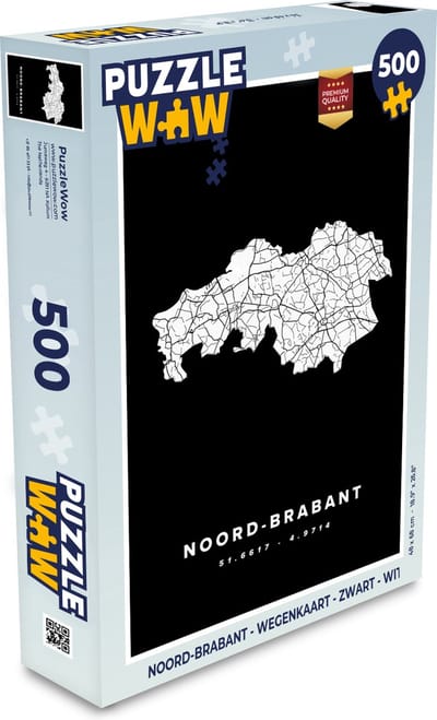 Puzzel Noord-Brabant - Wegenkaart - Zwart - Wit - Legpuzzel - Puzzel 500 stukjes