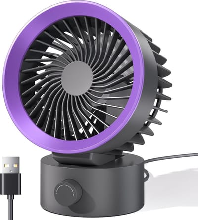 Tafelventilator - compact formaat, USB-voeding, voor thuiswerkplek slaapkamer en kantoor, voor thuis en onderweg - Grijs