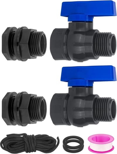 Regenton Kraan-kraan voor regenton-regentonkraan-2 Regentonkraanset-Regentonkraan met kogelkraan en schotaansluiting - voor wateradapter, watertank, aquarium, regenton