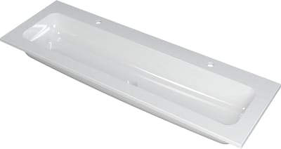 INK® Faktor wastafel polystone centraal met ,2 kraangaten, 140x45x1,5cm, glans wit