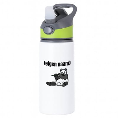 Hacebo® - panda en bamboe met eigen naam waterfles met rietje groen - Panda - panda liefhebbers - iemand die houdt van panda's - verjaardag - cadeau - kado - water fles - 650ML