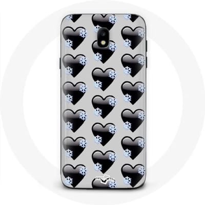 Samsung Galaxy J3 2017 hoesje Zwarte hartenachtergrond