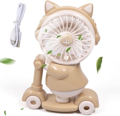 Kleine Draagbare Heupventilator, Mini Ventilator, USB Opladen, Potloodslijper Functie, 2 Snelheden, Laag Geluid, Ideaal Voor Reizen, Kantoor & Buiten